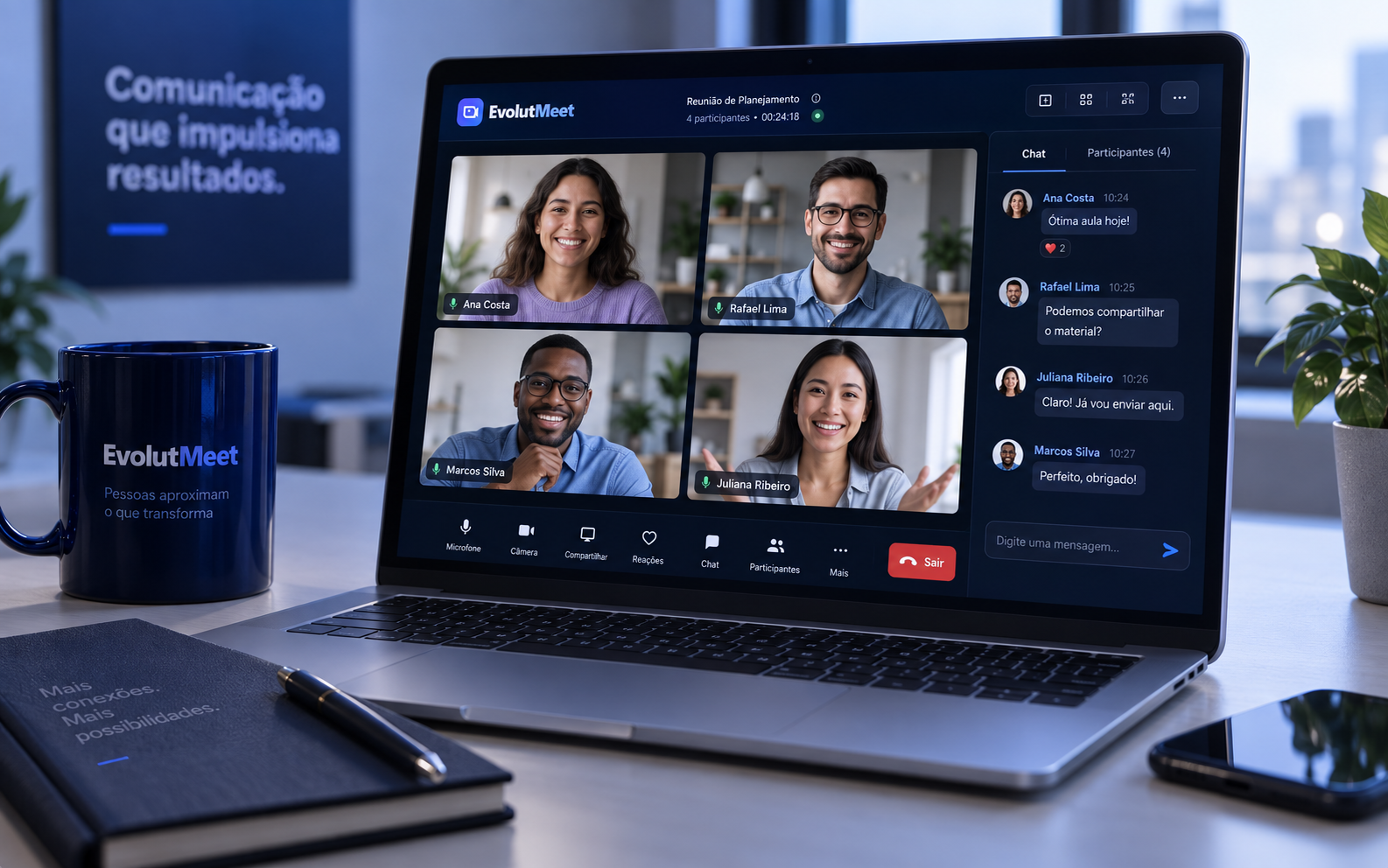 Interface visual de EvolutMeet